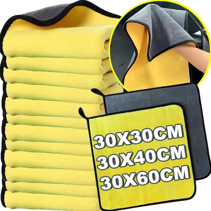 1/5/10/20pcs Microfiber Cleaning Towel Thicken Soft Drying Cloth Car Body Washing Towels Double Layer Clean Rags 30/40/60cm