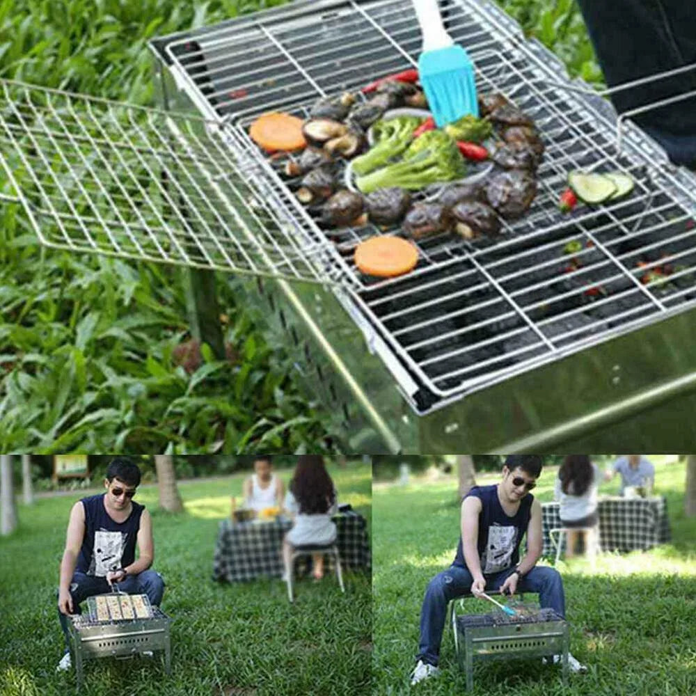 New Iron Barbecue Net Silvery Barbecue Vegetable Clip Grilled Fish Net Camping