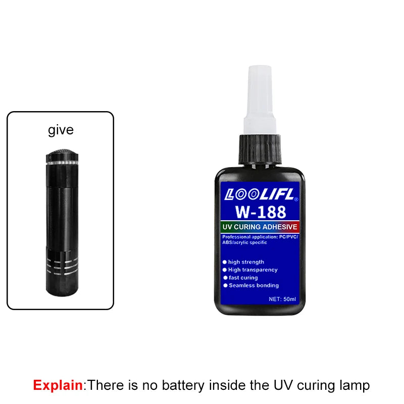 Super Strong UV Glue Ultraviolet Light Adhesive Second Fix Curing Powerful Bond Glass Metal Acrylic Quick Sealant DIY Craft