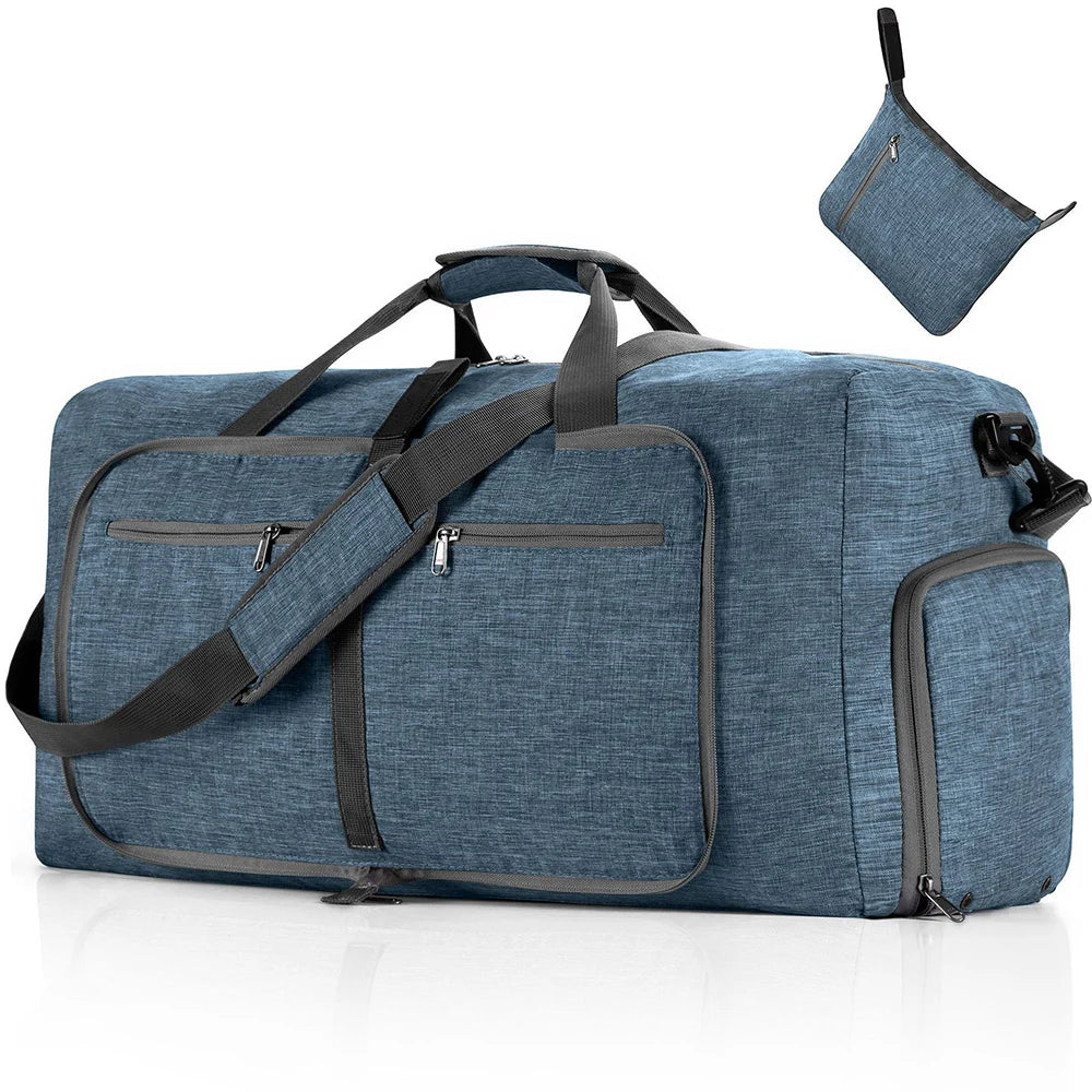 Travel Duffle Bag for Men 65L Foldable Outdoor Travel Duffel Bag with Shoes Compartment Overnight Bag for Men Women Handbag