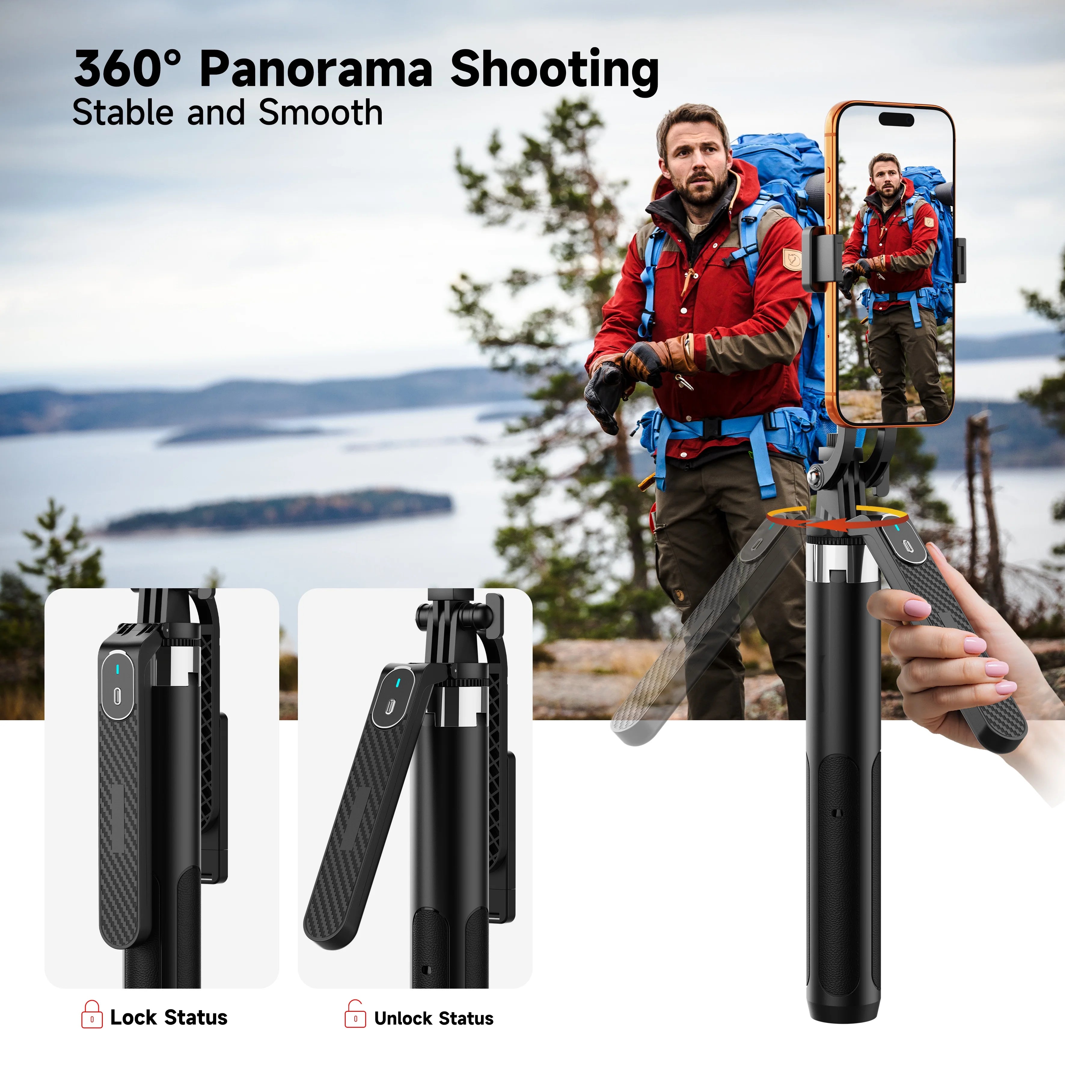 NeePho NP-180PLUS Bluetooth Remote Selfie Stick Quad Stand, Phone & Action Camera Holder for Live Streaming, Travel and Vlogging