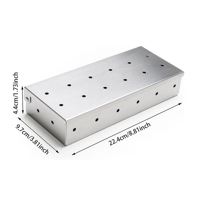 1pcs Stainless Steel Smoked Box Barbecue Sawdust Smoked Box Adds Smoked Barbecue Flavor To Gas Or Charcoal Grills