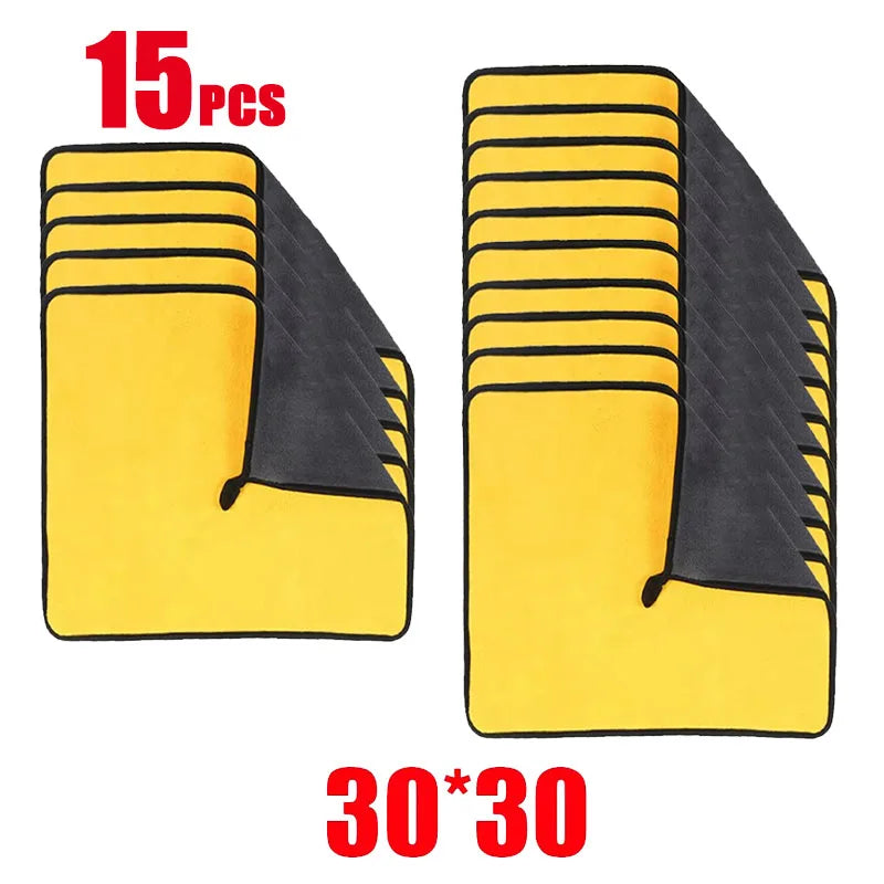 1/5/10/20pcs Microfiber Cleaning Towel Thicken Soft Drying Cloth Car Body Washing Towels Double Layer Clean Rags 30/40/60cm