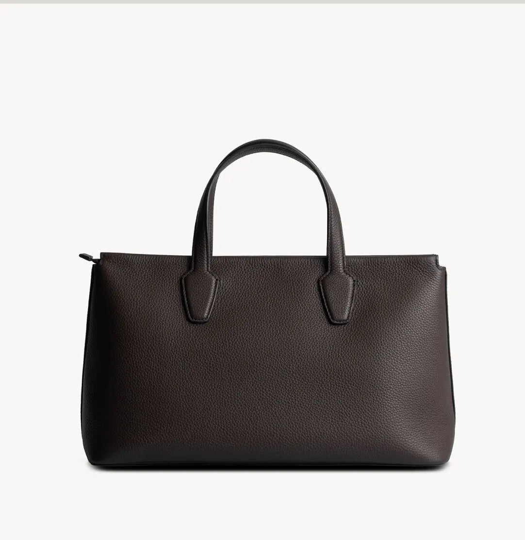The Row Marcel Luxury Leather Briefcase, Minimalist Handbag with Premium Texture & Elegant High-End Look