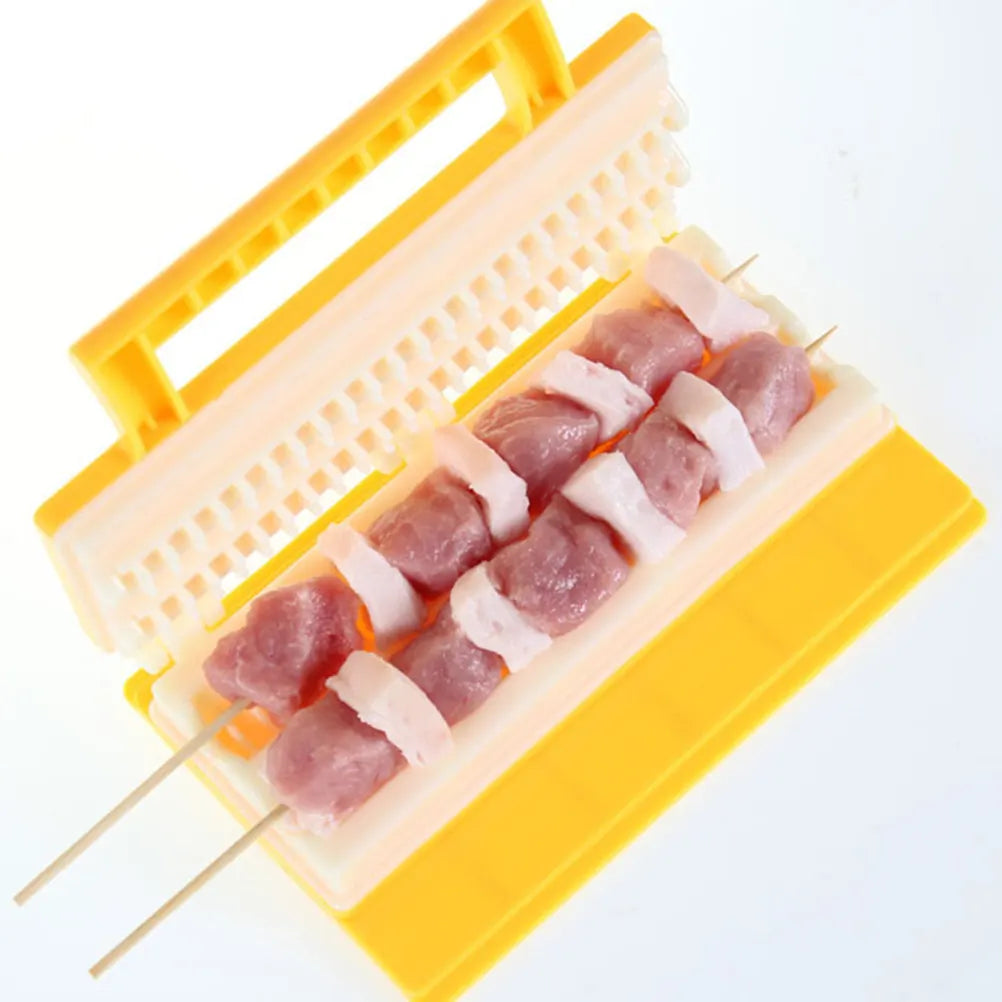 Professional Bbq Skewer Machine Double Row Heavy Duty Meat Skewer Tool for Kebab Making Barbecue Picnic Outdoor Cooking