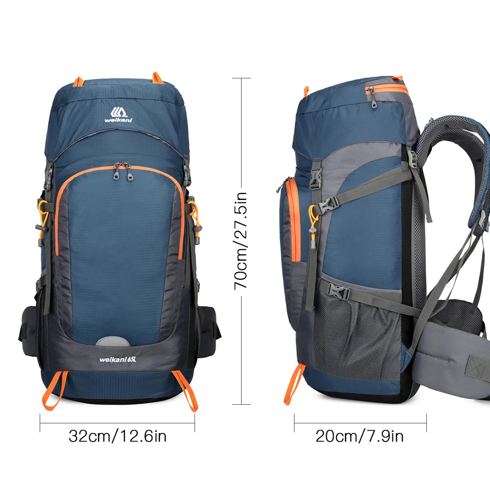 65L Backpack Water-resistant Hiking Backpack with Rain Cover Outdoor Sport Travel Daypack for Camping Climbing Mountaineering