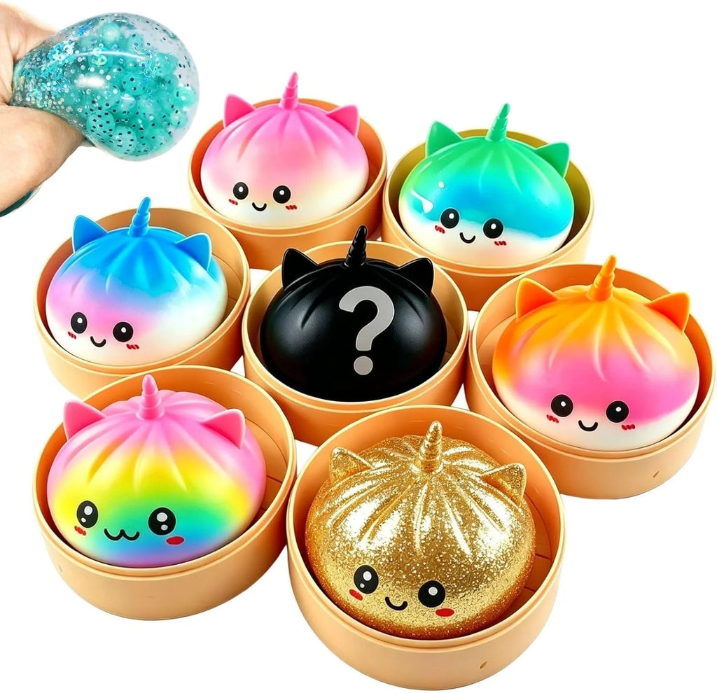 Kawaii Random 1Pc Unicorn Dumpling Squishy Mystery Box Glitter Fake Food Aesthetic Room Desk Decor Ornament Surprise Present