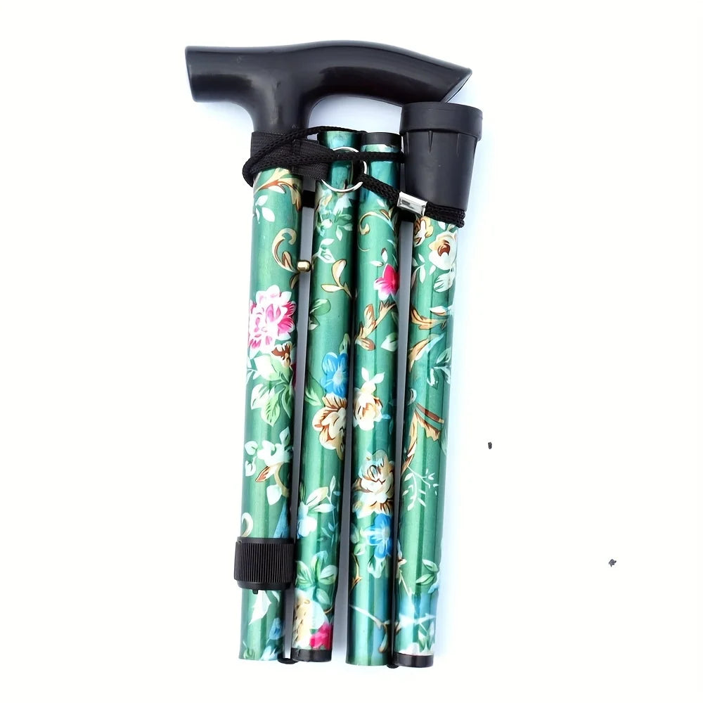 Lightweight & Adjustable Trekking Pole - Foldable Walking Stick/Cane With Rubber Handle for Men & Women