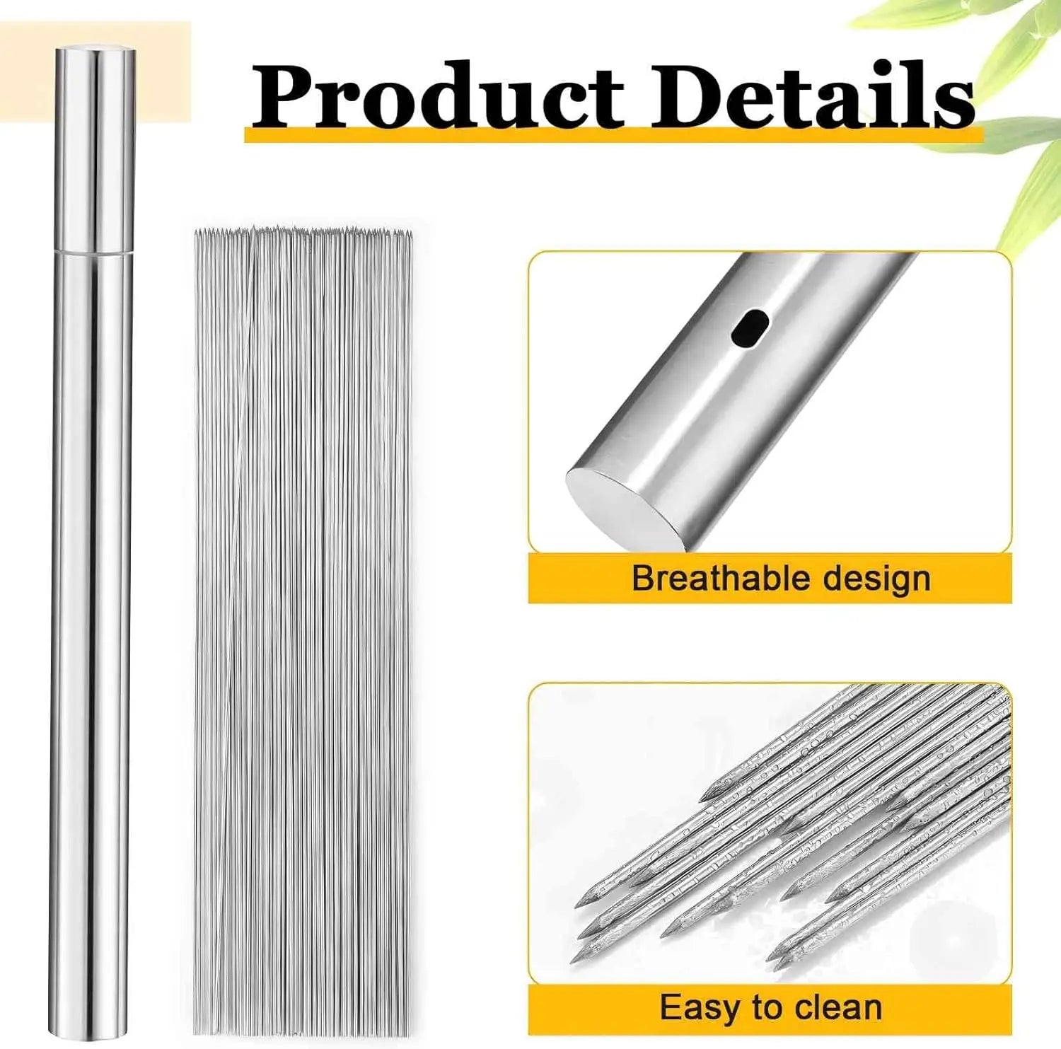 304 Stainless Steel 13.5" Long Flat Barbecue Skewers,40PCS Heavy Duty BBQ Kebab Skewers with Storage Tube,Reusable for Grilling