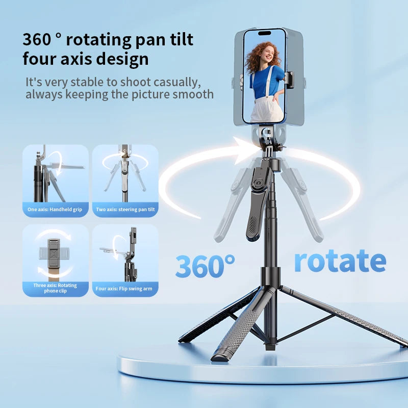 2.1m Scalable Selfie Stick with Tripod for Mobile Phone Action Camera Universal 1/4 Thread Handheld Stick with Bluetooth Shutter