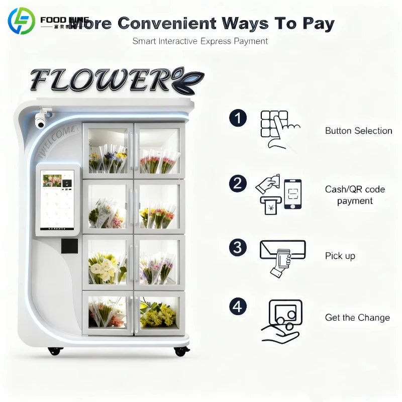 Flower Vending Machine Refrigerated Fresh Flower Retail Unit Customized