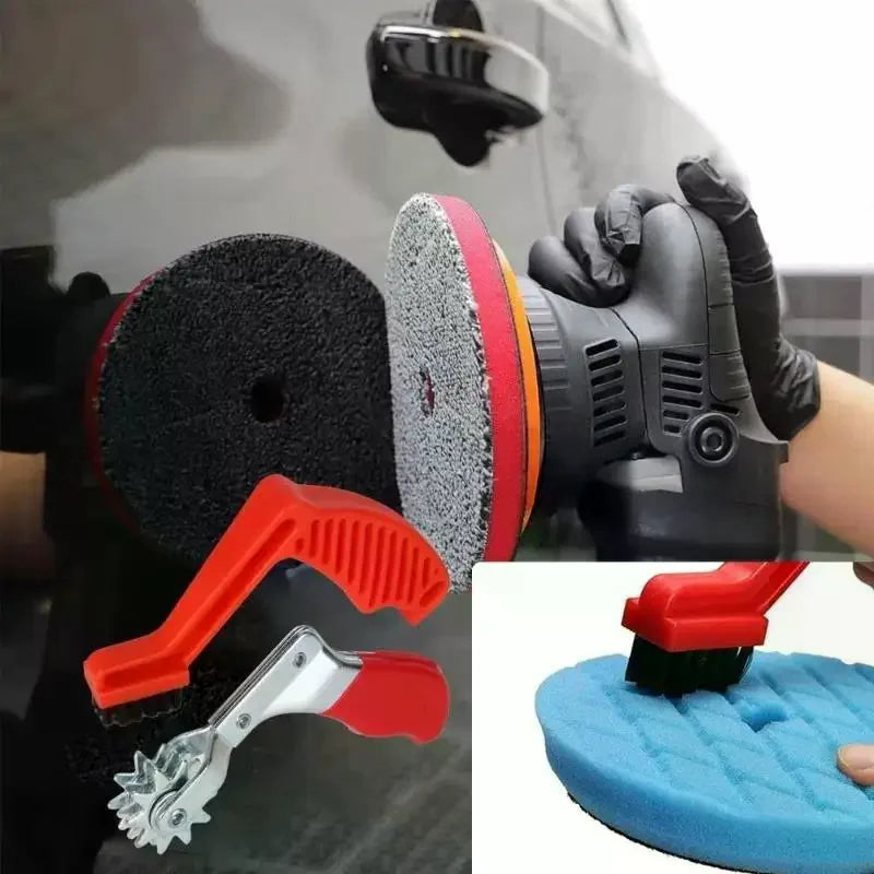 Car Polishing Pad Cleaner Brush Nylon Bristles Polishing Spur Tool Stain Cleaning Brush Quick & Easy Sponge Pad Maintenance