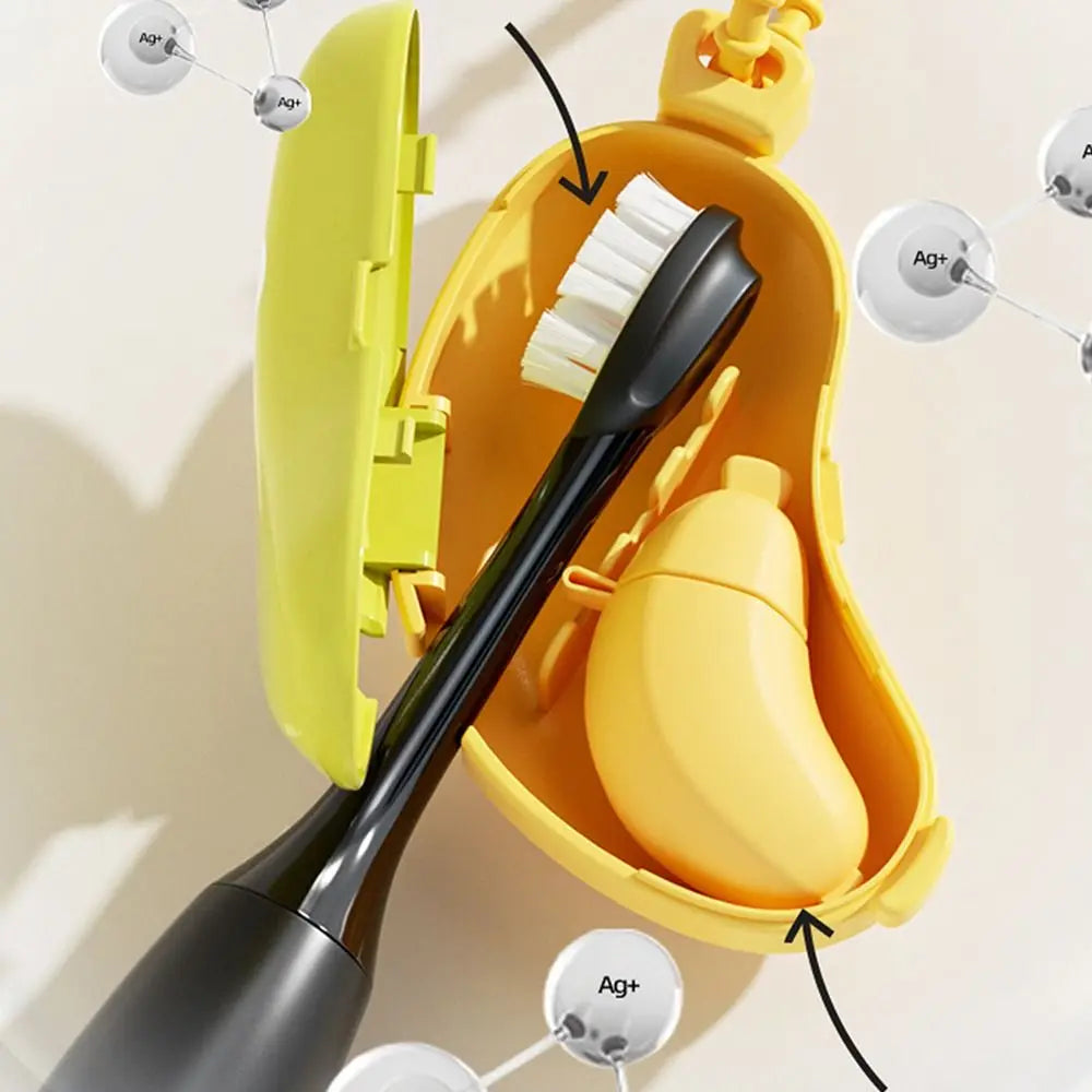 Plastic Toothbrush Head Protective Cover Portable Banana Shape Toothbrush Case Cap Brush Protect 2in1