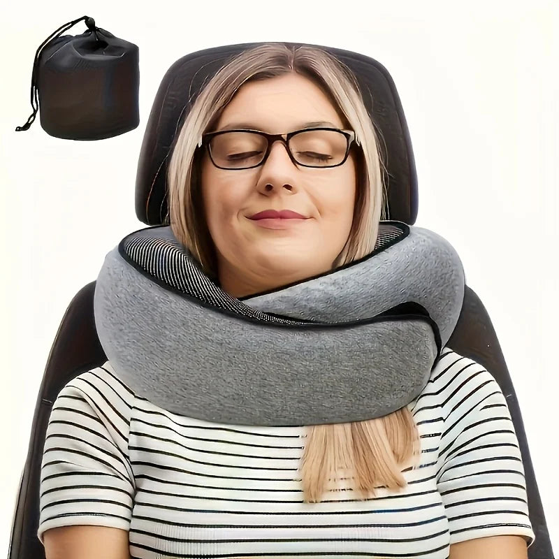 1 pc Ergonomic U-Shaped Travel Pillow – Soft, Durable Neck Support for Airplanes, Trains,  Cars & Office Naps – Portable Pillow