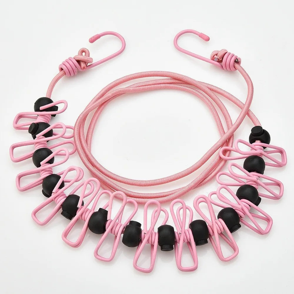 Portable Travel Clothesline Adjustable Camping Laundry Line Indoor Outdoor Hotel Drying Hanging Rope That Tightens with a Pull