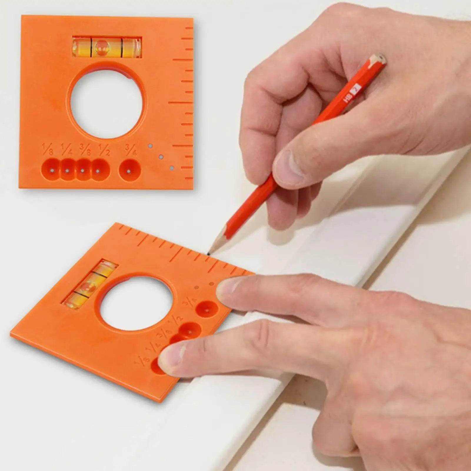 Multifunctional Marking Ruler 6 in 1 Precision Measuring Tool with Level Scriber Parallel Lines Nails Screws Hole Positioning