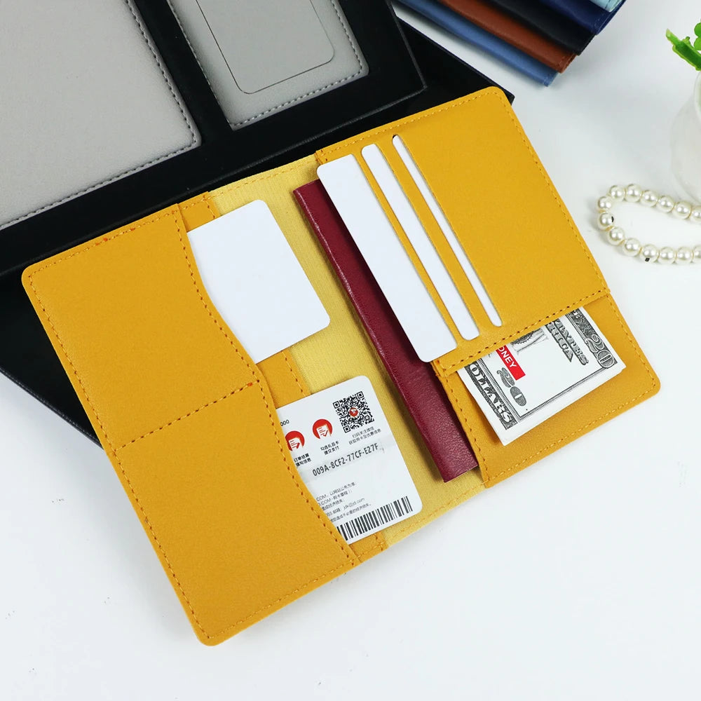 Customized Name PU Leather Passport Protection Case with Multiple Functions and Multiple Card Slots - Leather Passport Bag
