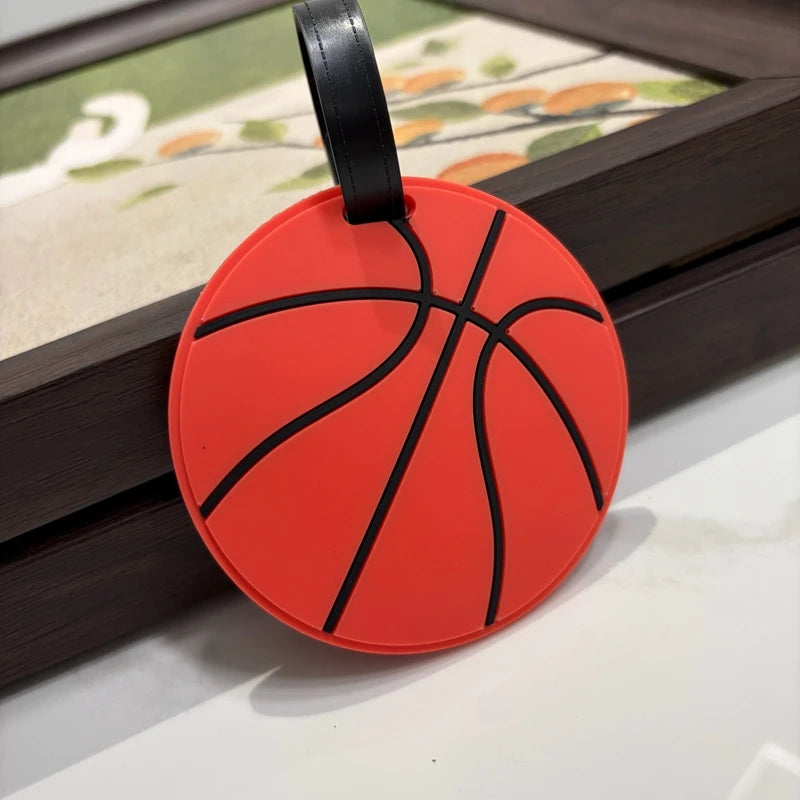 1/2Pcs Sports Basketball, Football, Baseball, Name Luggage Tag, Soft Silicone Anti-Loss Tag, Luggage Suitcase, Travel Backpack P