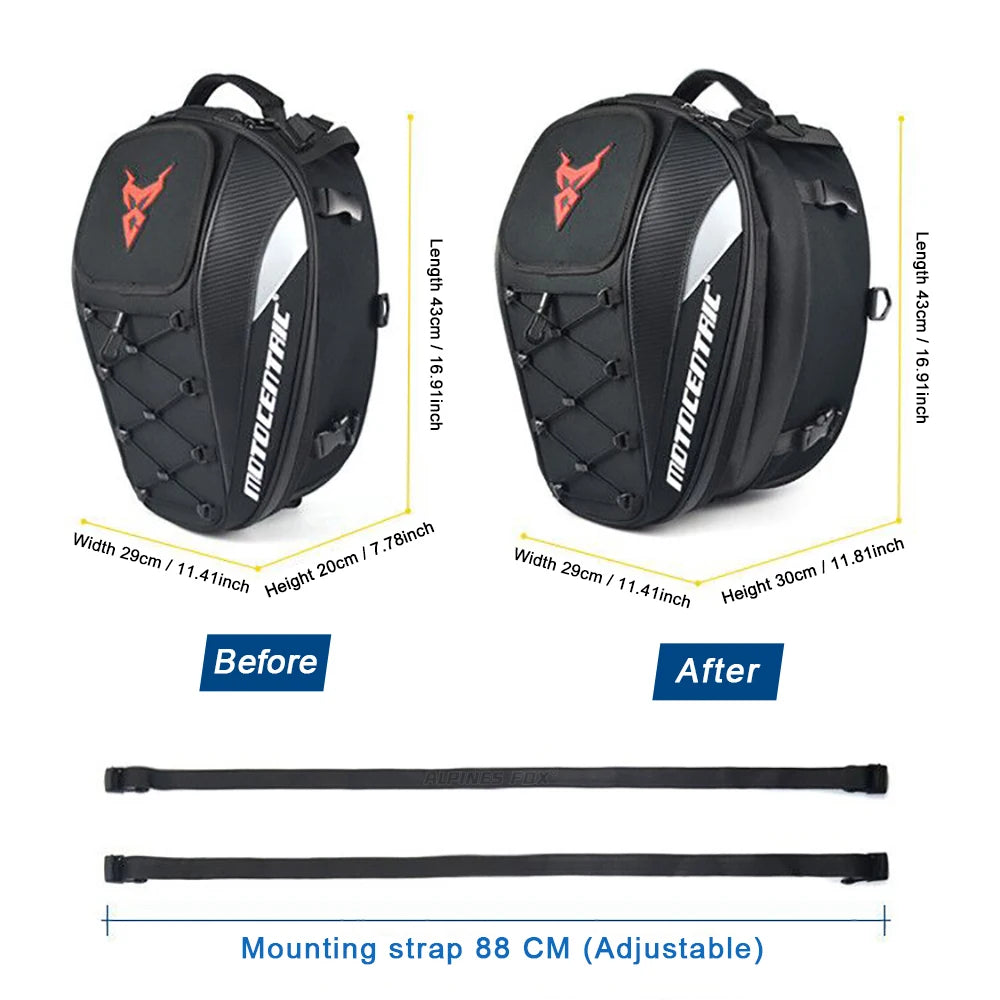 MOTOCENTRIC Waterproof Motorcycle Tail Bag Multifunction Rear Seat Bag High Capacity Motorcycle Bag Rider Drop Leg Side Bag