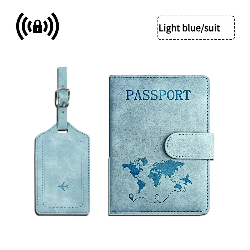 Travel Essentials: RFID-Blocking Passport Holder + Leather Luggage Tag Set
