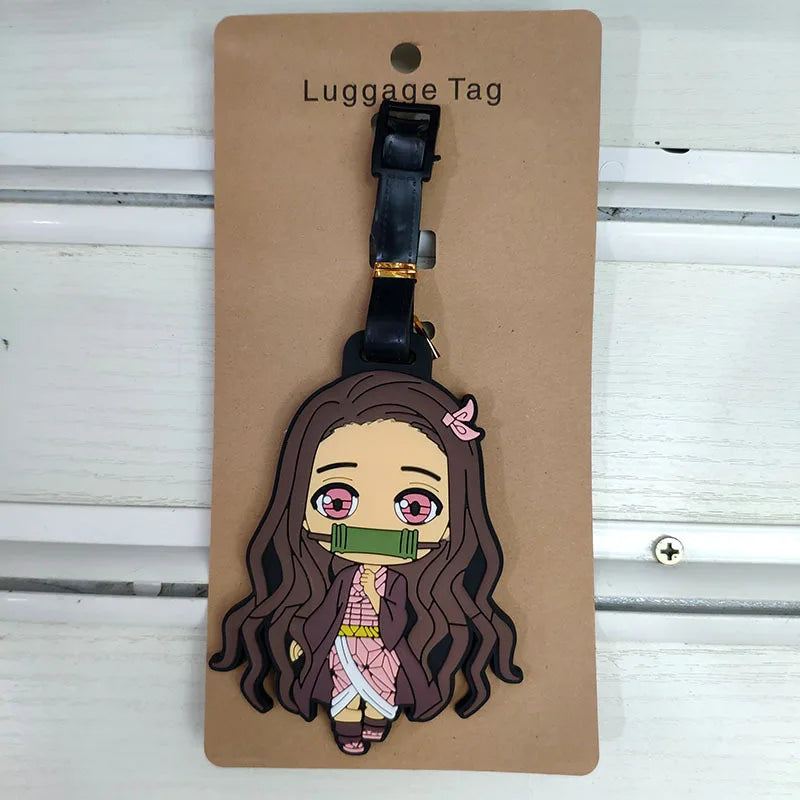 Anime Demon Slayer Luggage Tag Travel Portable Baggage Boarding Label Silica Gel ID Addres Holder Luggage Individuality Tags