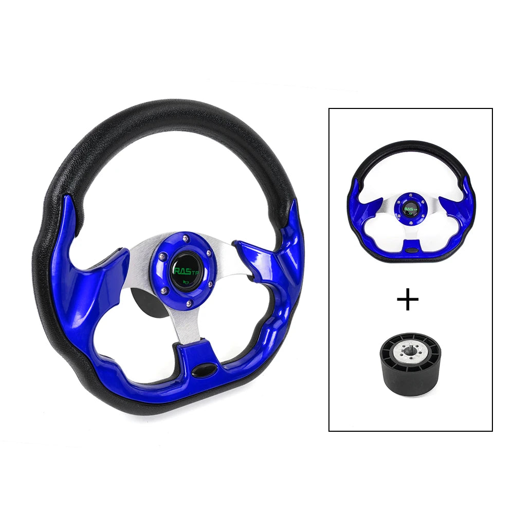 RASTP-12.7" Marine Boat Steering Wheel with Hub Adapter 3/4" Axle Keyway 3 Spokes for Most Marine Boats,Yachts STW031+QR045