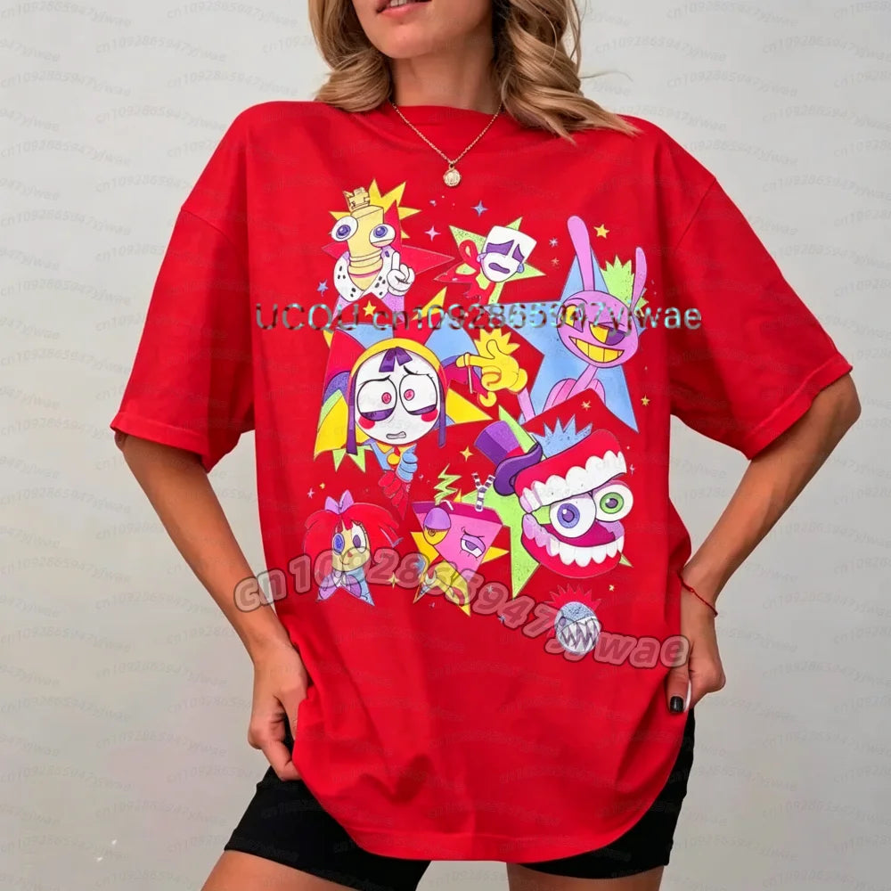 The Amazing Digital Circus Periphery T-shirt Men and Women New Summer Cotton Y2K Clothing Fashion Comfortable Short Sleeve Tops