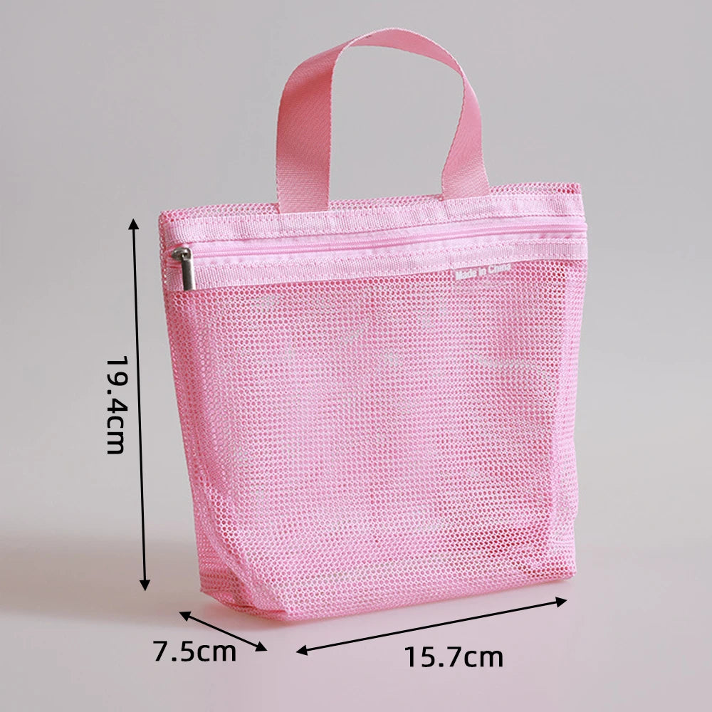 Portable Toiletry Storage Bags Mesh Travel Makeup Handbags Washing Body Shower Tools Organizer Hanging Lightweight Toiletry Bag