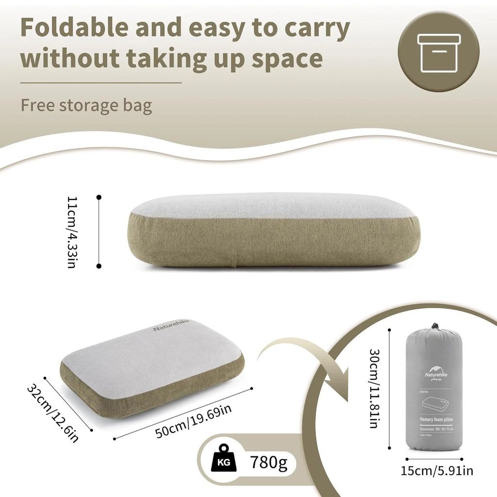 Naturehike Camping Pillow Portable Memory Foam Comfort Square Pillow Outdoor Travel Soft Sleeping Pillow