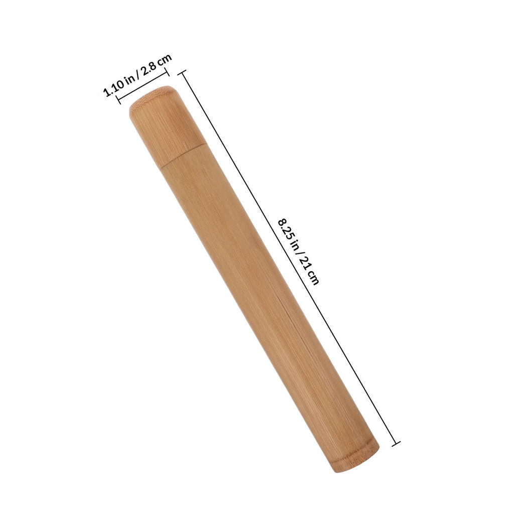 2Pcs Renewable Bamboo Toothbrush Case Compact Portable Tube for Travel Home Office Eco Friendly Lightweight Easy Wipe Clean