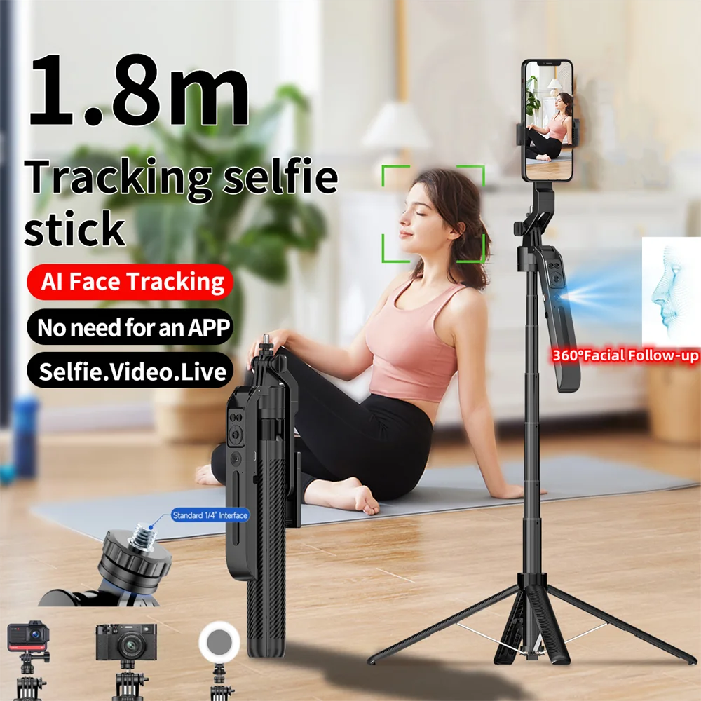 FGCLSY NEW AI face traking For Xiaomi Selfie Stick with Wireless Bluetooth Extended Tripod with Remote Shutter for IOS Cellphone