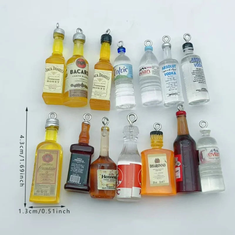 10Pcs Random Mixed Mini Liquor Bottle Resin Charms Simulation Drink Bottle Pendant DIY Handmade Jewelry Keychain Accessories