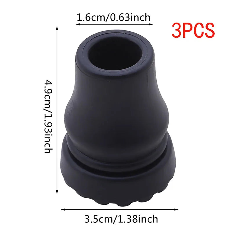 Rubber Pad Cap Non-Slip Walking Stick Crutch Cane Bottom Pads Cover Protector Climbing Hiking Trekking Pole Tip Black 16/19/22mm