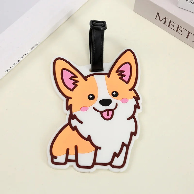 Travel Accessories Luggage Tag Creative Corgi &Cat Suitcase Fashion Style Portable Travel Hanging Tags and Anti Loss Signs