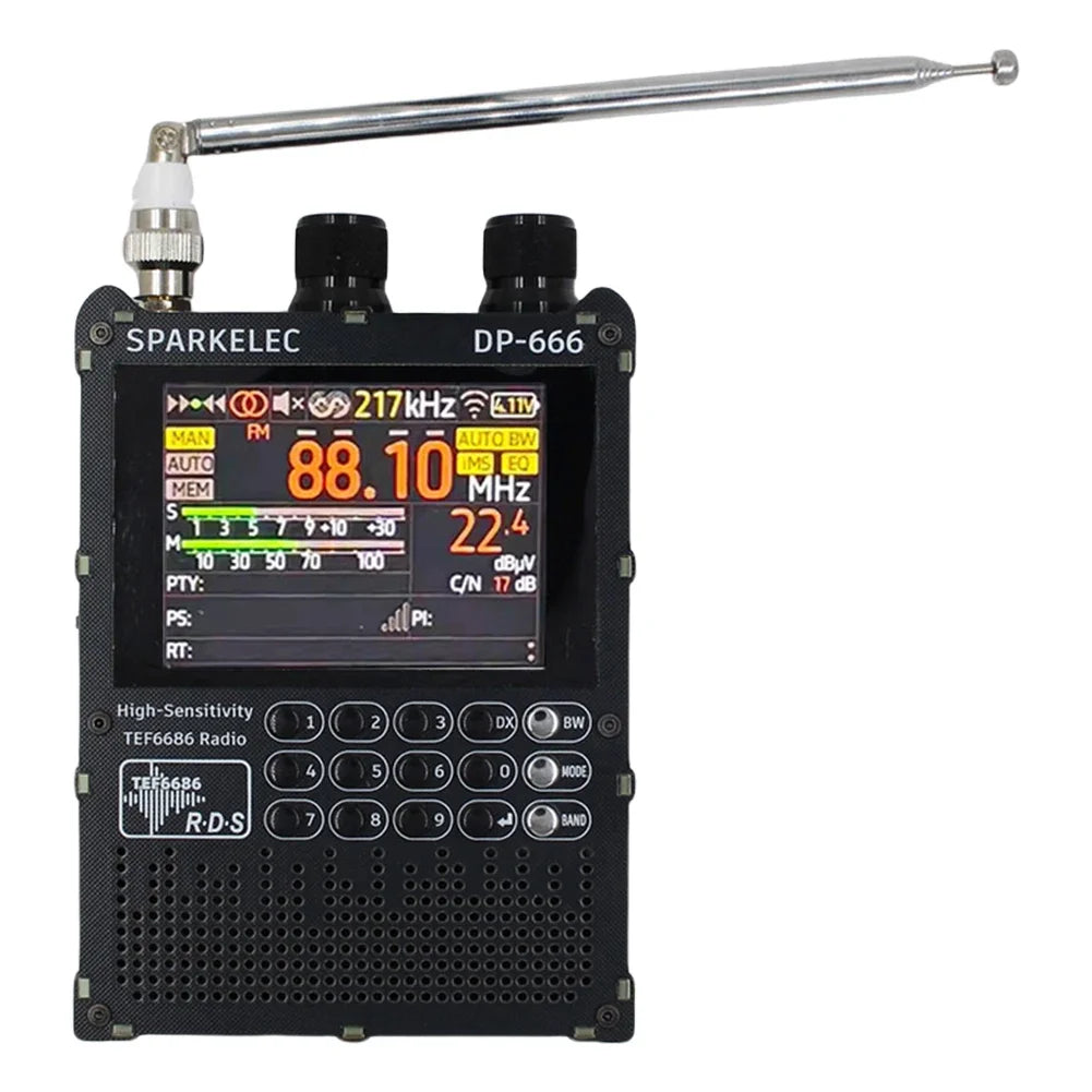 New DP-666 TEF6686 Radio High Sensitivity Full Band FM AM LW MW SW Shortwave ESP32 RDS 2.8 inch IPS LCD