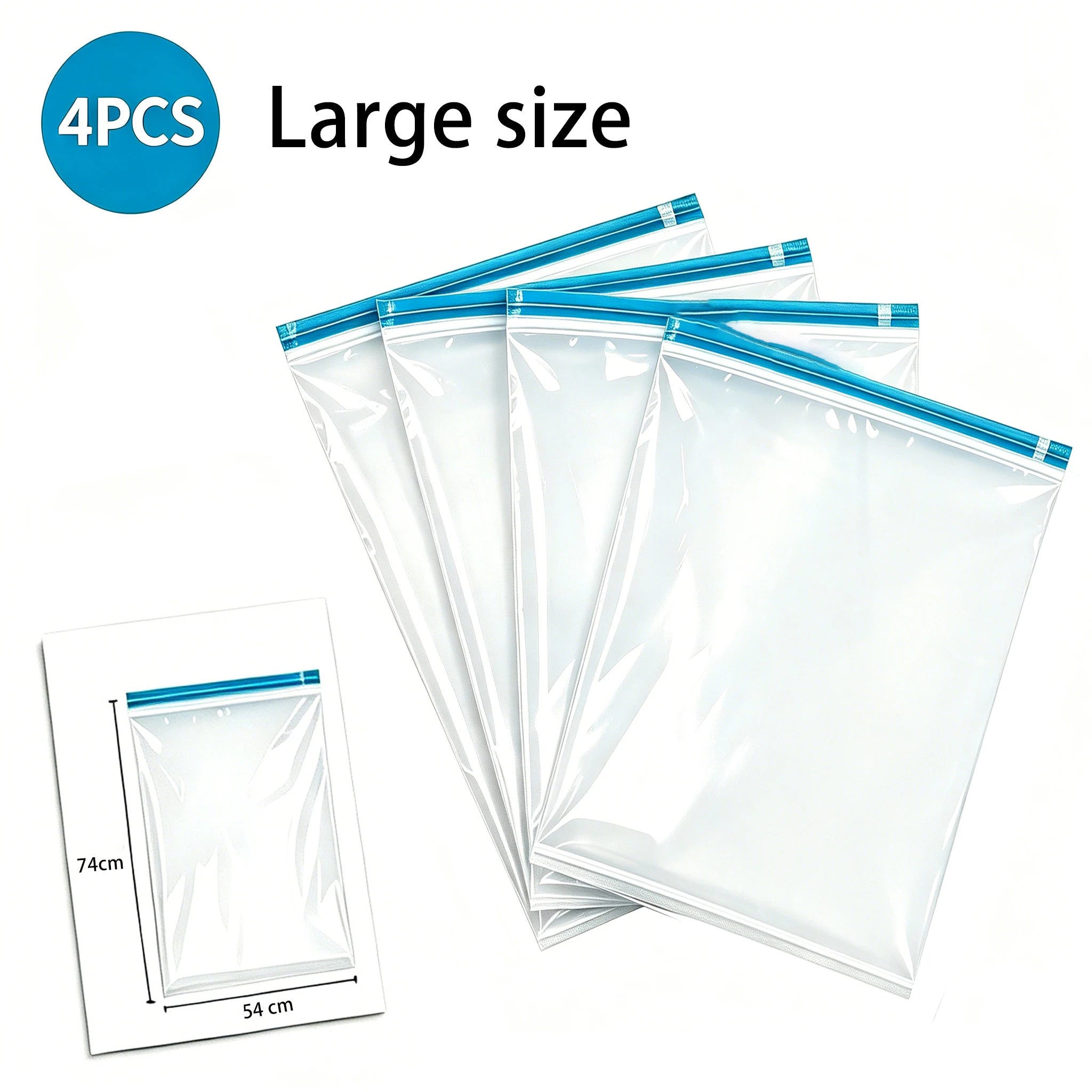 Vacuum Compression Storage Bags Travel Space Saver Hand Roll No Pump Reusable, Waterproof Double Zipper Clothes Organizer 3Sizes