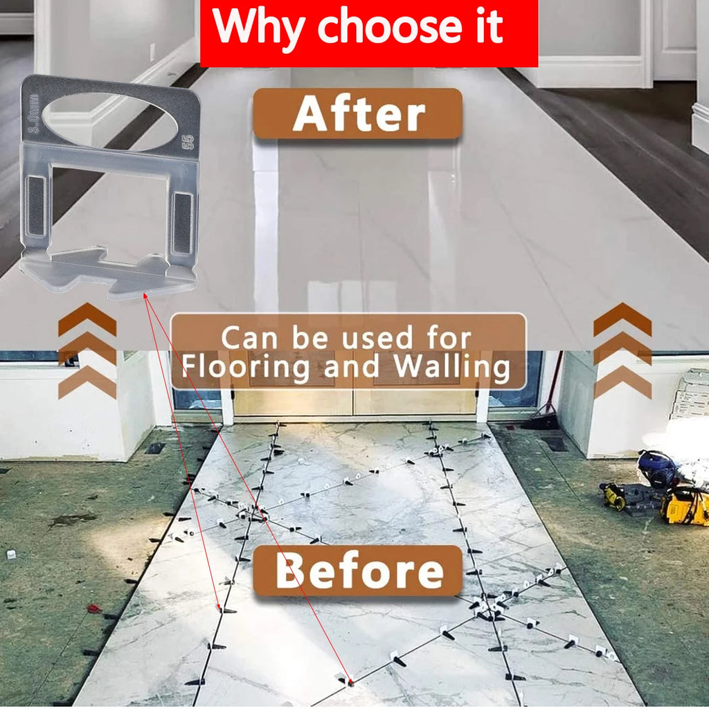 25-1200PCS Floor Tile Leveling System Clips Spacers Straps Tile Piler Wadge for Ceramic Tile Laying Leveling Construction Tools