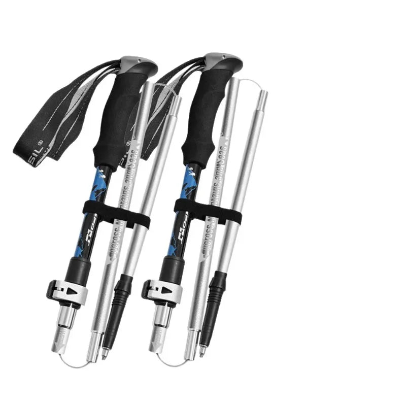 2PCS Aluminum Alloy Folding Trekking Poles Set - Lightweight Telescoping Walking Sticks for Hiking,Off-Road & Outdoor Adventures