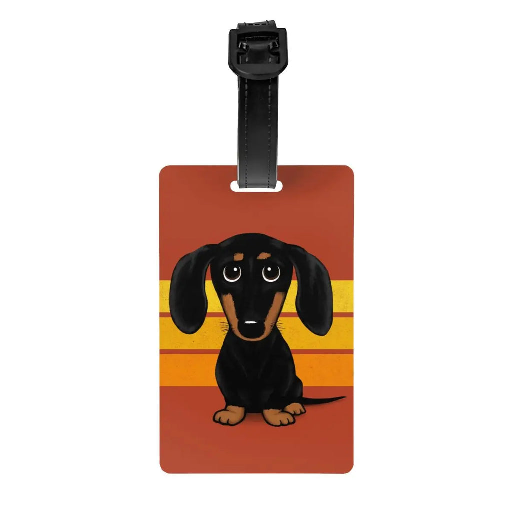 Custom Dachshunds Dog Luggage Tag Privacy Protection Badger Sausage Wiener Baggage Tags Travel Bag Labels Suitcase
