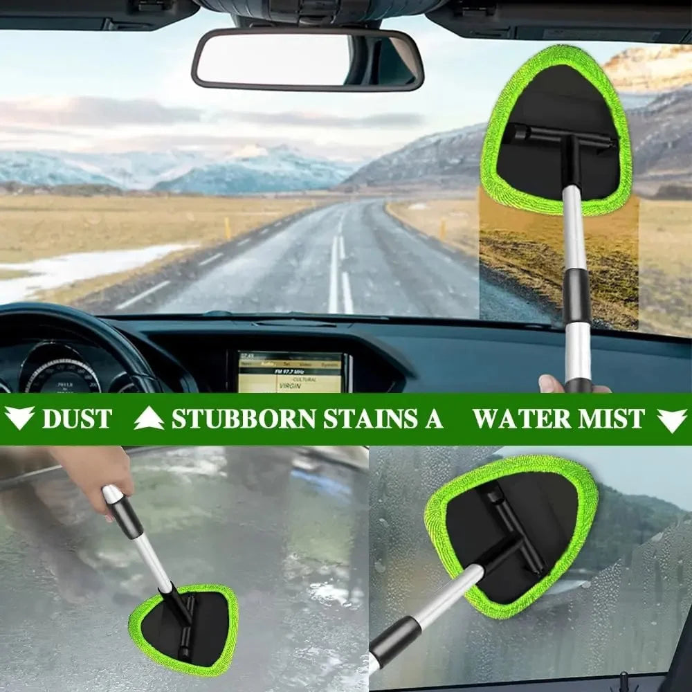 9 Pcs Car Wash Kit with Long Handle Windshield Cleaning Tool Microfiber Car Cleaning Supplies for Cars RV SUV Truck Office Universal Green