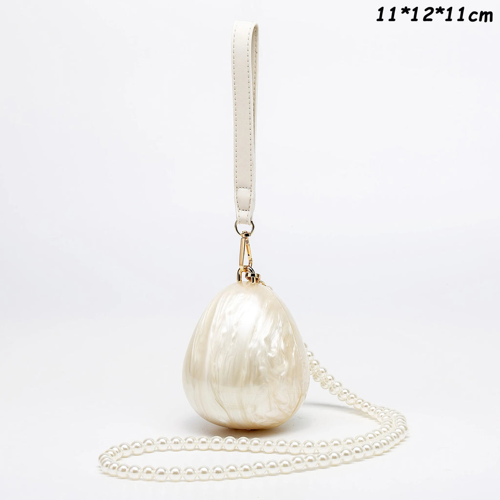 Chic Women Acrylic Cake Bag Cute Pearl Evening Clutch Bag Beading Pearl Purse For Wedding Party Luxury shoulder Handbag Designer