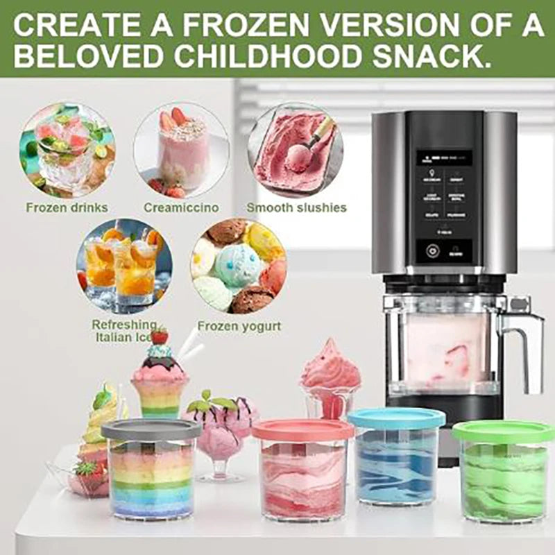 4 Pack Containers Replacement for Ninja,Creami Pints and Lids 16oz Compatible with Ninja NC299AMZ NC300 Series Deluxe Ice Cream