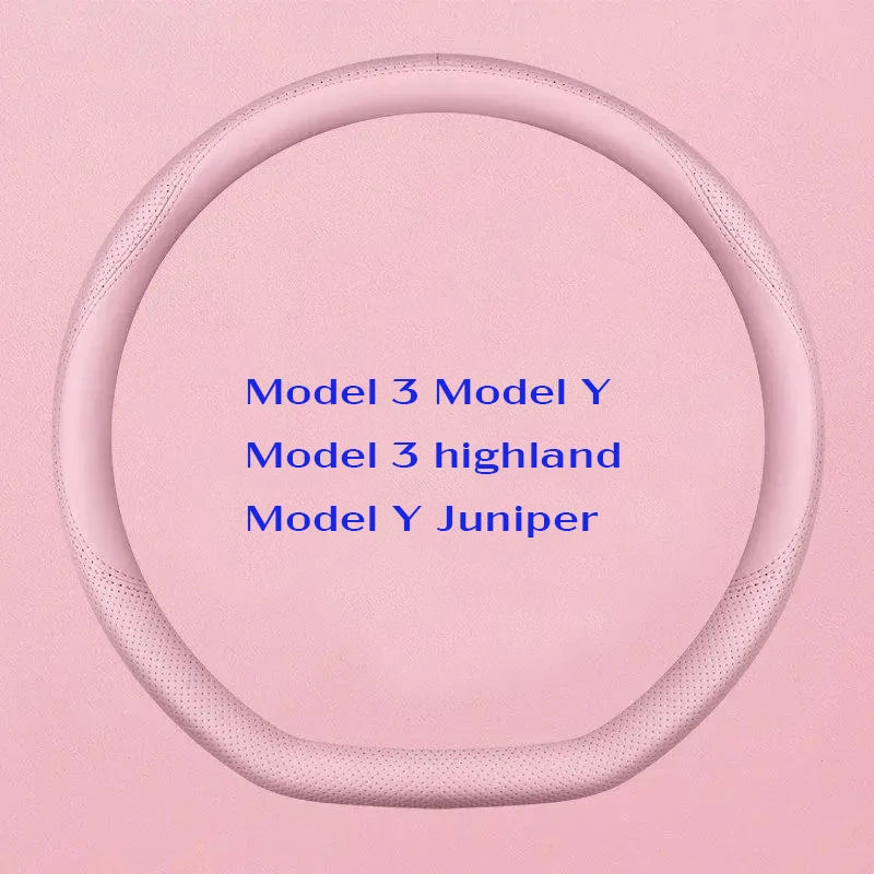 PU Leather Steering Wheel Cover for Tesla Model Y Juniper Anti Slip Steering Replacement Protect Cover Interior Accessories
