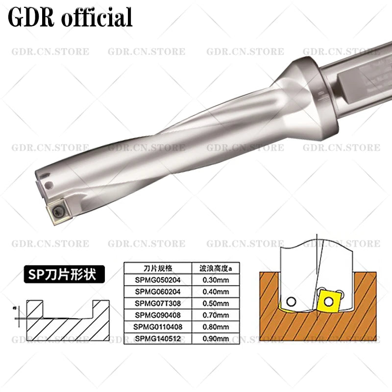 GDR WC SP U-shaped drill bit C20 C25 C32 SP series drill bit 2D 3D 4D 5D double diameter drill bit SPMG SP plug-in fast U-shaped
