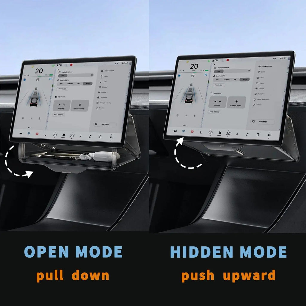TEEQ Center Under Screen Storage For Tesla Model 3 Highland Model Y Tray Storage Box Behind The Screen Storage Box Accessories