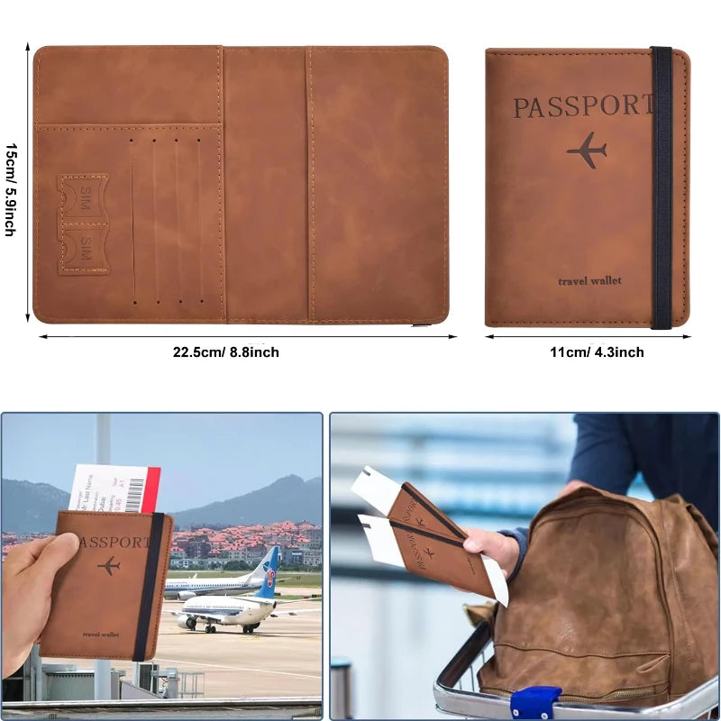 Homefish PU Leather Wallet Travel Passport Purse Card Male Travel Accessories Hand Carry Passport Business Cards Holder Wallet