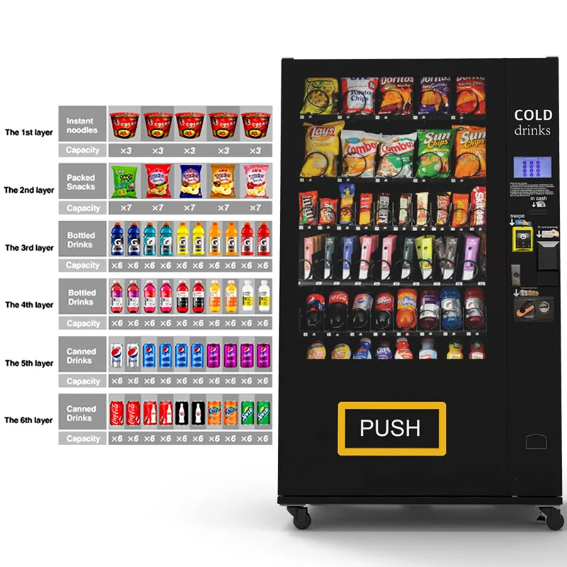 Customized Snack Drink Vending Machine Hotspot New Style Drinks Dispenser With Credit Card Payment Accessories For Office School