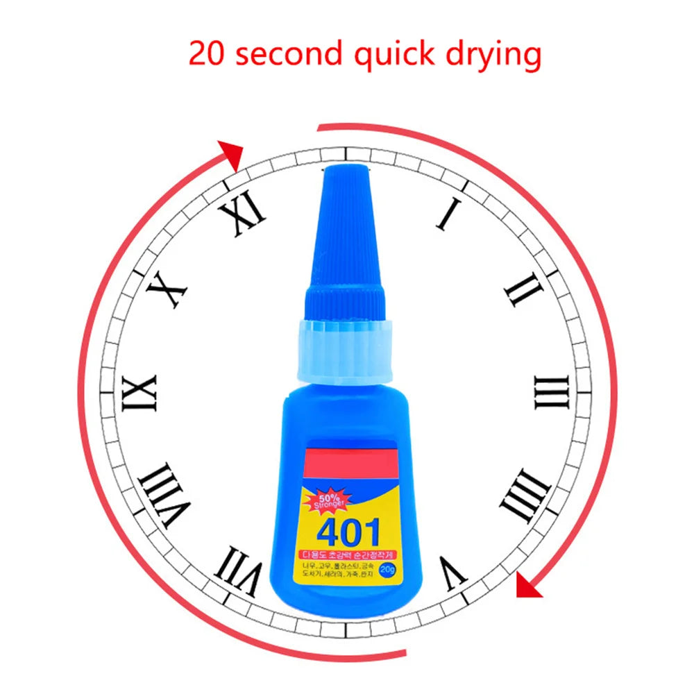 Super Stronger Glue 20ML 401 Glue Instant Fast Adhesive Bottle Multi-Purpose Fix Super Strong Liquid Colorless Adhesive Glue