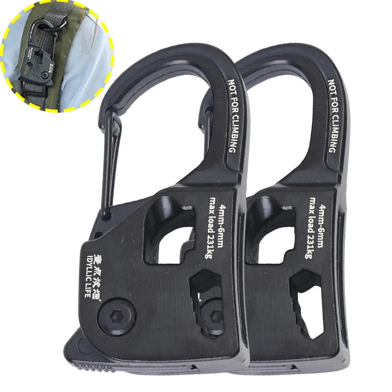 Camping Accessory Aluminum Self Locking Rope Tensioner for Tent Tarp Awning Guy Line Cord Adjuster Quick Secure Binding Outdoor