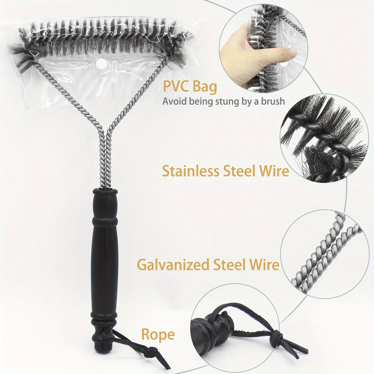 Premium Stainless Steel BBQ Grill Cleaning Brush - Durable, Rust-Resistant, Ergonomic Y-Shape for Deep Cleaning - Non-Stick